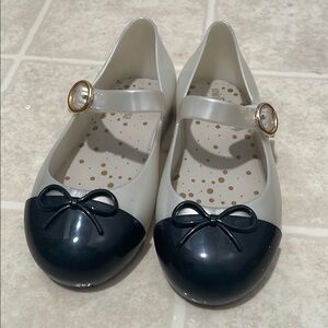 Mini Melissa White and Black Dress Shoes with Bow